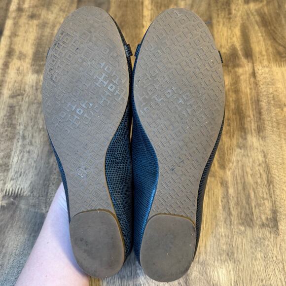 Tory Burch Ballet Flat Mini Miller Logo Leather Matte Micro Tejus Blue Size 9.5 - Picture 8 of 10